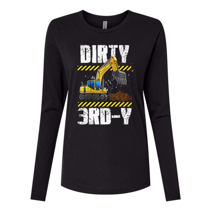 Construction Truck 3rd Birthday Excavator 3 Digger Womens Cotton Relaxed Long Sleeve T-Shirt