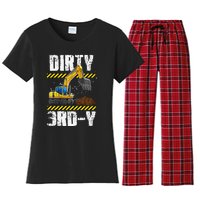 Construction Truck 3rd Birthday Excavator 3 Digger Women's Flannel Pajama Set