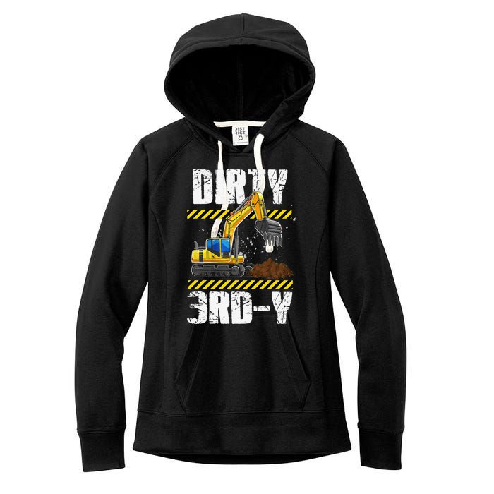 Construction Truck 3rd Birthday Excavator 3 Digger Women's Fleece Hoodie