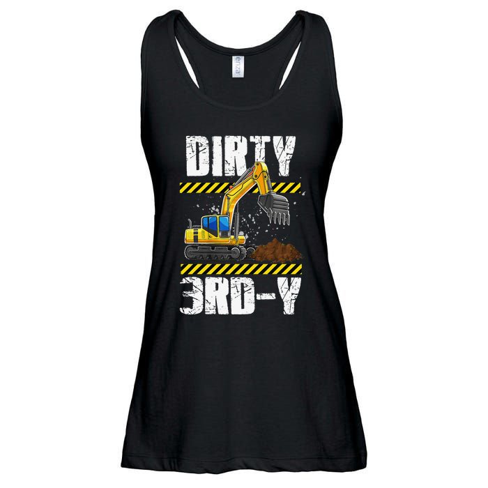 Construction Truck 3rd Birthday Excavator 3 Digger Ladies Essential Flowy Tank