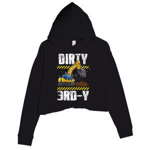 Construction Truck 3rd Birthday Excavator 3 Digger Crop Fleece Hoodie