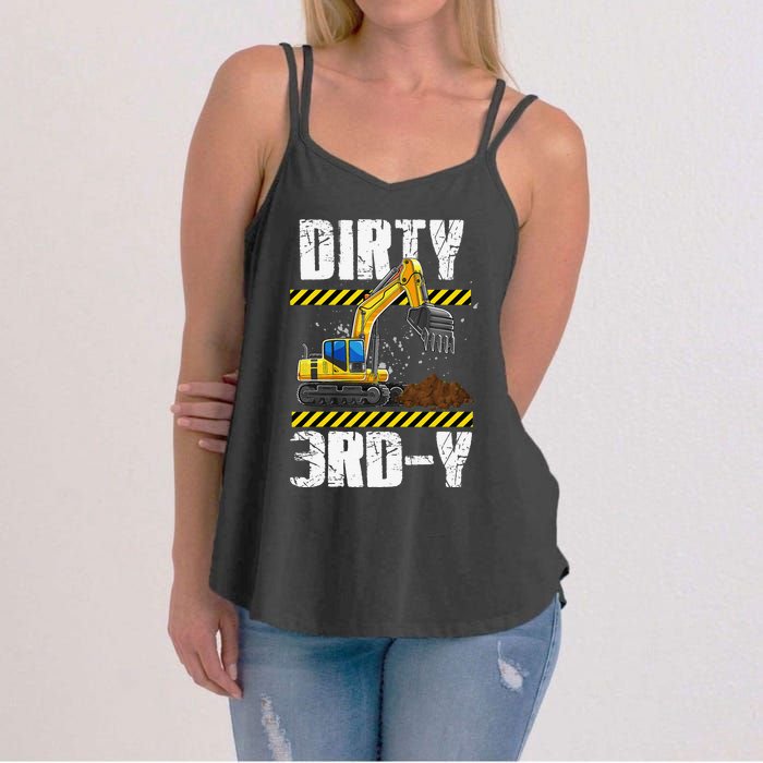 Construction Truck 3rd Birthday Excavator 3 Digger Women's Strappy Tank