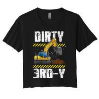 Construction Truck 3rd Birthday Excavator 3 Digger Women's Crop Top Tee