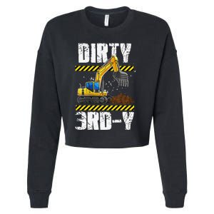 Construction Truck 3rd Birthday Excavator 3 Digger Cropped Pullover Crew