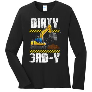 Construction Truck 3rd Birthday Excavator 3 Digger Ladies Long Sleeve Shirt