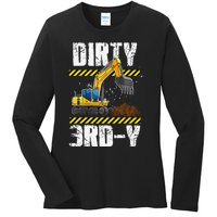 Construction Truck 3rd Birthday Excavator 3 Digger Ladies Long Sleeve Shirt