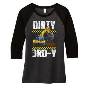 Construction Truck 3rd Birthday Excavator 3 Digger Women's Tri-Blend 3/4-Sleeve Raglan Shirt