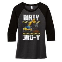 Construction Truck 3rd Birthday Excavator 3 Digger Women's Tri-Blend 3/4-Sleeve Raglan Shirt