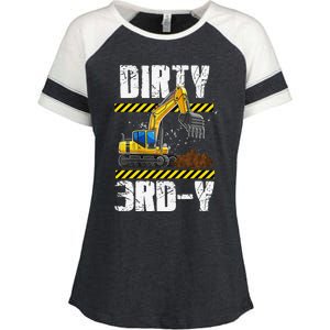 Construction Truck 3rd Birthday Excavator 3 Digger Enza Ladies Jersey Colorblock Tee