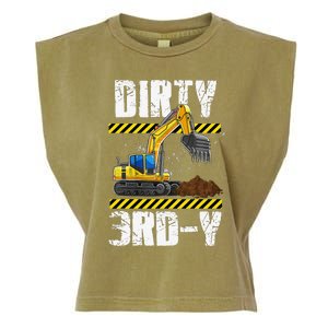 Construction Truck 3rd Birthday Excavator 3 Digger Garment-Dyed Women's Muscle Tee