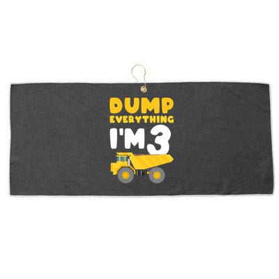 Construction Truck 3rd Birthday Excavator 3 year old Large Microfiber Waffle Golf Towel