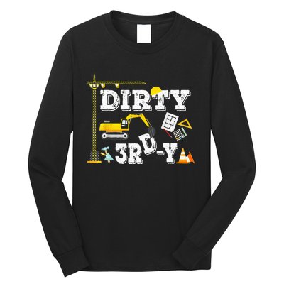 Construction Truck 3rd Birthday Excavator 3 Digger Long Sleeve Shirt