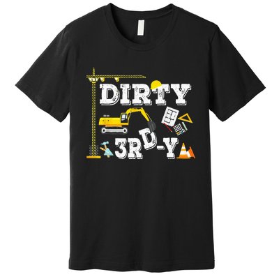 Construction Truck 3rd Birthday Excavator 3 Digger Premium T-Shirt