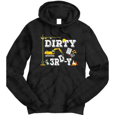 Construction Truck 3rd Birthday Excavator 3 Digger Tie Dye Hoodie