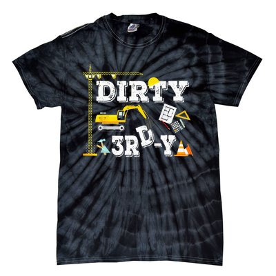 Construction Truck 3rd Birthday Excavator 3 Digger Tie-Dye T-Shirt