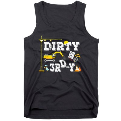 Construction Truck 3rd Birthday Excavator 3 Digger Tank Top