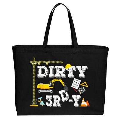 Construction Truck 3rd Birthday Excavator 3 Digger Cotton Canvas Jumbo Tote