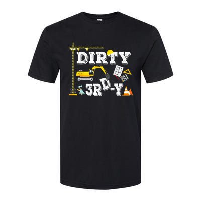 Construction Truck 3rd Birthday Excavator 3 Digger Softstyle CVC T-Shirt