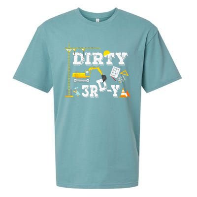 Construction Truck 3rd Birthday Excavator 3 Digger Sueded Cloud Jersey T-Shirt