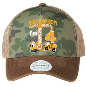 Construction Truck 4nd Birthday 4 Year Old Boy Excavator Legacy Tie Dye Trucker Hat