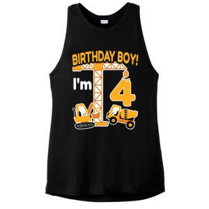 Construction Truck 4nd Birthday 4 Year Old Boy Excavator Ladies PosiCharge Tri-Blend Wicking Tank