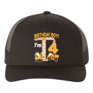 Construction Truck 4nd Birthday 4 Year Old Boy Excavator Yupoong Adult 5-Panel Trucker Hat