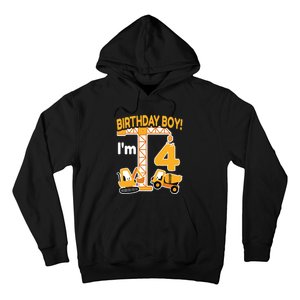 Construction Truck 4nd Birthday 4 Year Old Boy Excavator Hoodie