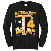 Construction Truck 4nd Birthday 4 Year Old Boy Excavator Sweatshirt