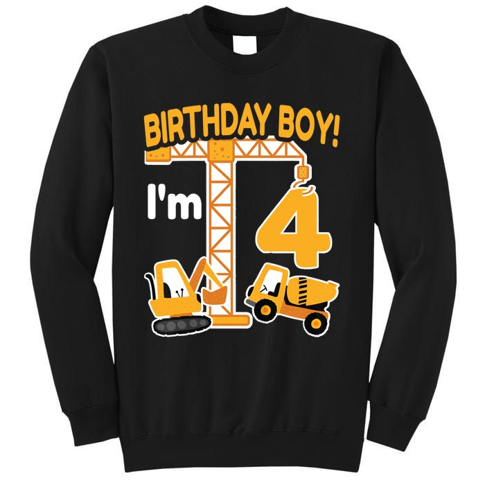 Construction Truck 4nd Birthday 4 Year Old Boy Excavator Sweatshirt