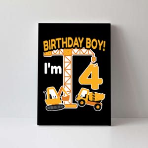 Construction Truck 4nd Birthday 4 Year Old Boy Excavator Canvas