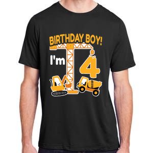 Construction Truck 4nd Birthday 4 Year Old Boy Excavator Adult ChromaSoft Performance T-Shirt