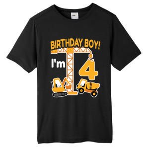 Construction Truck 4nd Birthday 4 Year Old Boy Excavator Tall Fusion ChromaSoft Performance T-Shirt