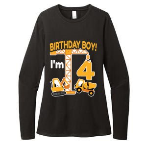 Construction Truck 4nd Birthday 4 Year Old Boy Excavator Womens CVC Long Sleeve Shirt