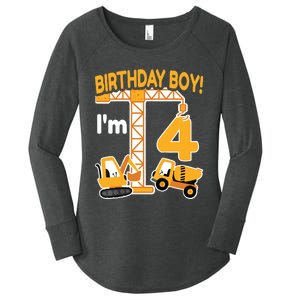 Construction Truck 4nd Birthday 4 Year Old Boy Excavator Women's Perfect Tri Tunic Long Sleeve Shirt