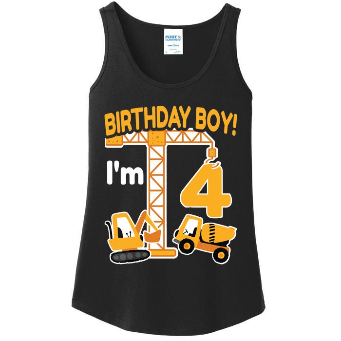 Construction Truck 4nd Birthday 4 Year Old Boy Excavator Ladies Essential Tank