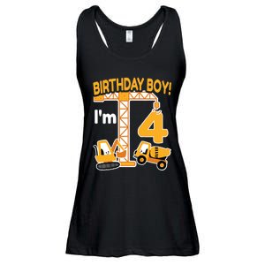 Construction Truck 4nd Birthday 4 Year Old Boy Excavator Ladies Essential Flowy Tank