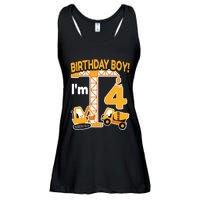 Construction Truck 4nd Birthday 4 Year Old Boy Excavator Ladies Essential Flowy Tank