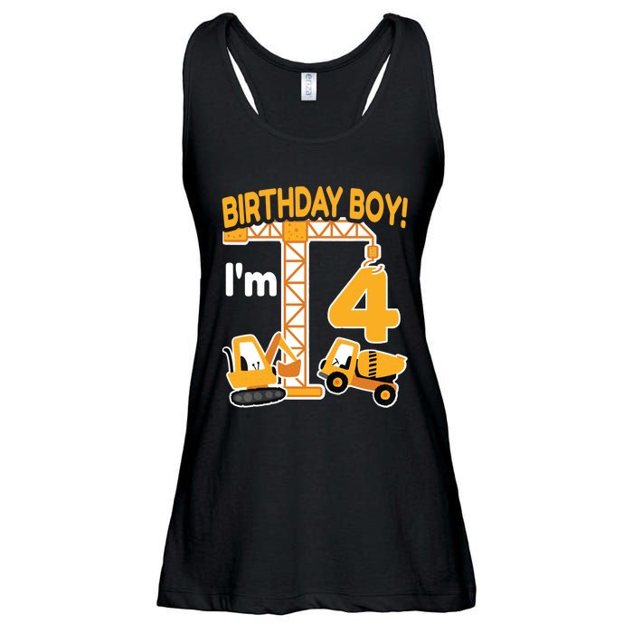 Construction Truck 4nd Birthday 4 Year Old Boy Excavator Ladies Essential Flowy Tank