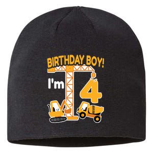 Construction Truck 4nd Birthday 4 Year Old Boy Excavator Sustainable Beanie