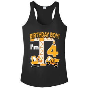 Construction Truck 4nd Birthday 4 Year Old Boy Excavator Ladies PosiCharge Competitor Racerback Tank