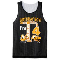 Construction Truck 4nd Birthday 4 Year Old Boy Excavator Mesh Reversible Basketball Jersey Tank