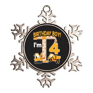 Construction Truck 4nd Birthday 4 Year Old Boy Excavator Metallic Star Ornament