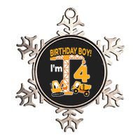 Construction Truck 4nd Birthday 4 Year Old Boy Excavator Metallic Star Ornament