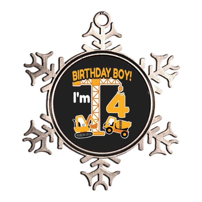 Construction Truck 4nd Birthday 4 Year Old Boy Excavator Metallic Star Ornament