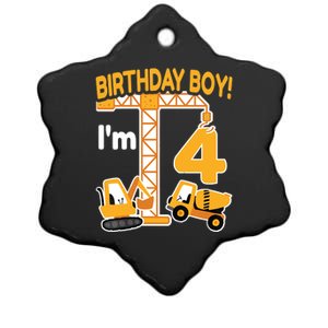 Construction Truck 4nd Birthday 4 Year Old Boy Excavator Ceramic Star Ornament