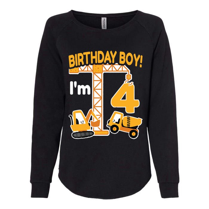 Construction Truck 4nd Birthday 4 Year Old Boy Excavator Womens California Wash Sweatshirt