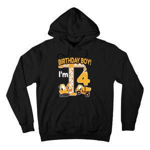 Construction Truck 4nd Birthday 4 Year Old Boy Excavator Tall Hoodie