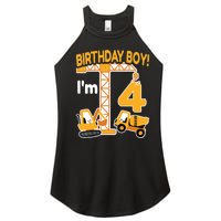 Construction Truck 4nd Birthday 4 Year Old Boy Excavator Women's Perfect Tri Rocker Tank