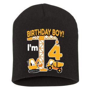 Construction Truck 4nd Birthday 4 Year Old Boy Excavator Short Acrylic Beanie