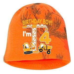 Construction Truck 4nd Birthday 4 Year Old Boy Excavator Kati - Camo Knit Beanie